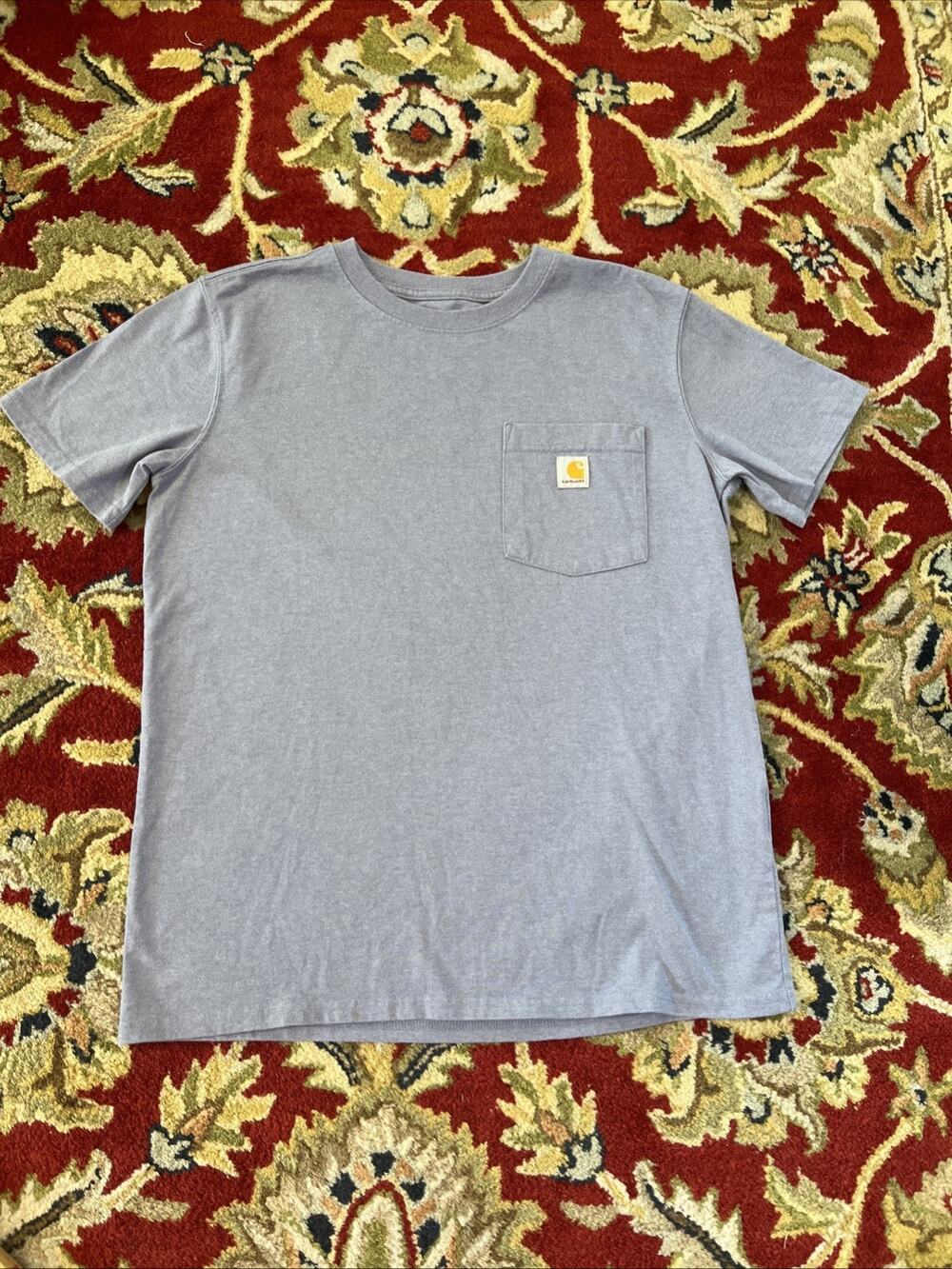 Carhartt Pocket T-Shirt‎ Womens S Loose Fit Short Sleeve Periwinkle Blue Classic